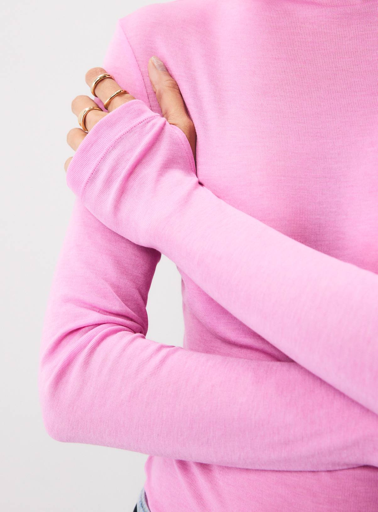 Bright Pink High Neck Top With Wool 6 - Image 3